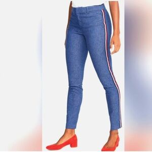 Old Navy Pixie Dressy Denim Pants with Red White Blue Striped  Sz 14 NWT